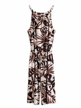 Farwest White Black Orange Tropical Sundress w Pockets – Size Med EUC